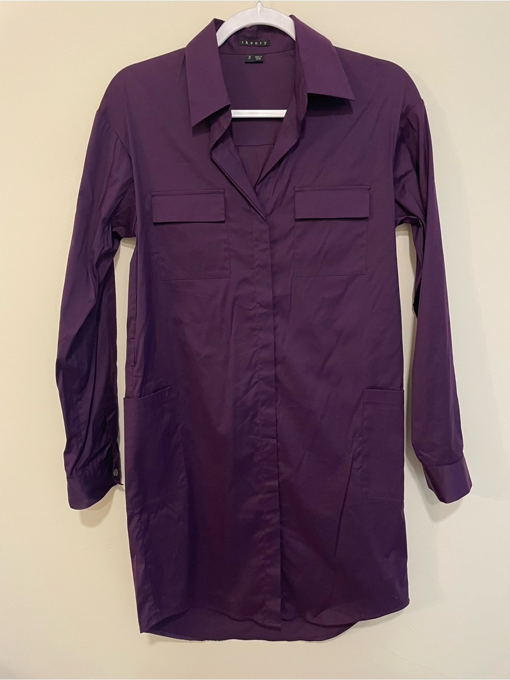 Theory Button Down Purple Long Sleeve Dress size 2